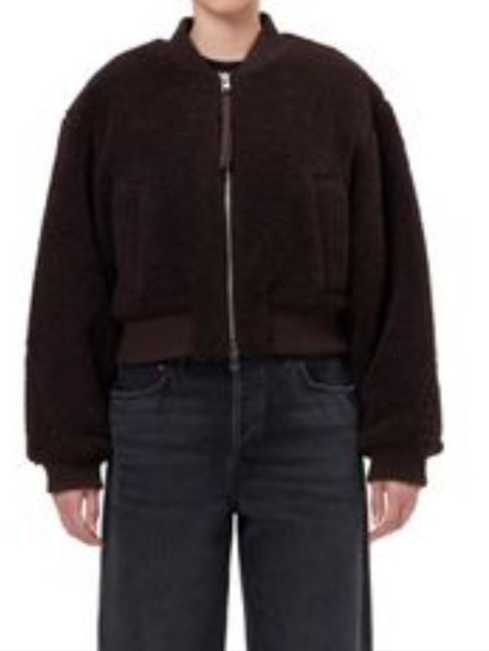 Agolde Iona Skye Brown Faux Sherpa Fleese Bomber Jacket Size S Oversized